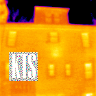 IR image of building showing hot spot over radiator